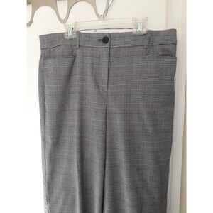 LOFT Pants Marissa Trousers 10 M Black Plaid Career, Office Wide Leg High Waist